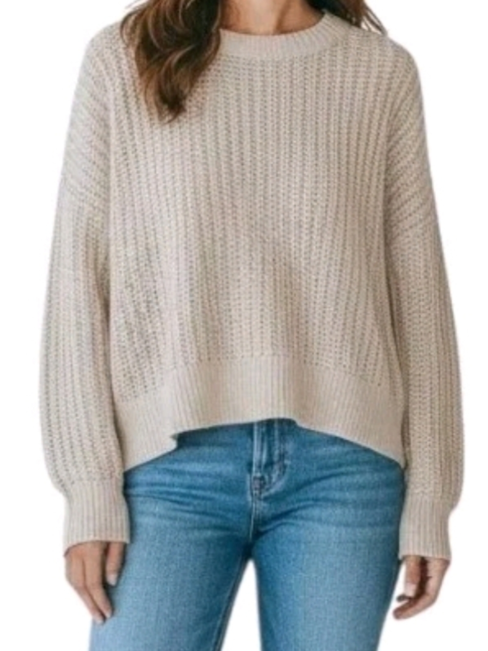 Theory Arshan Open Knit Pullover Women's Sweater in Oatmeal Size Large